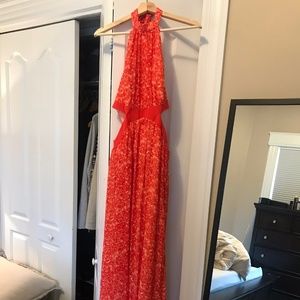 Jay Godfrey "Parris" Red Printed Maxi Dress